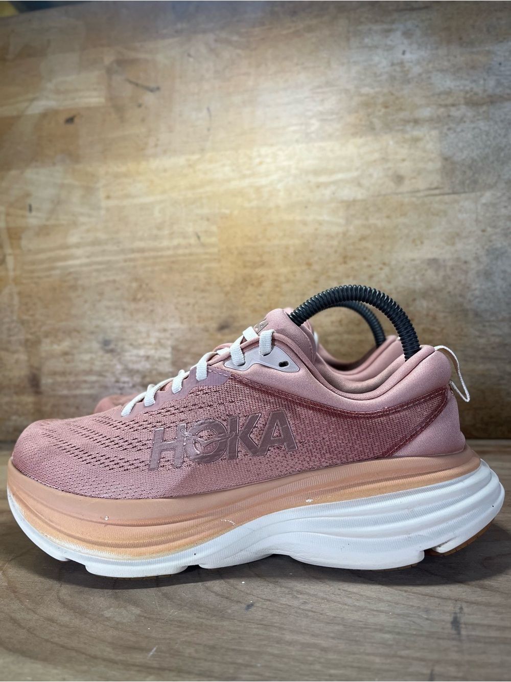 Hoka One One Bondi 8 Womens Size 7.5 Running Shoes Sneakers Sandstone Cream - Picture 4 of 12